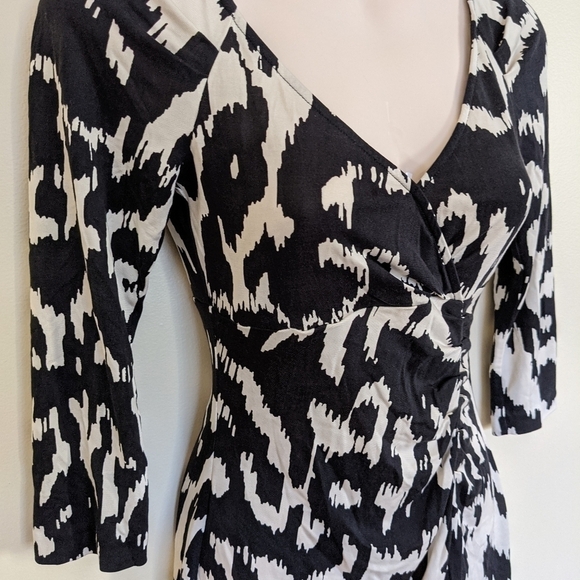 dvf Diane von Furstenberg capela faux wrap look dress black white Ikat - Picture 6 of 14